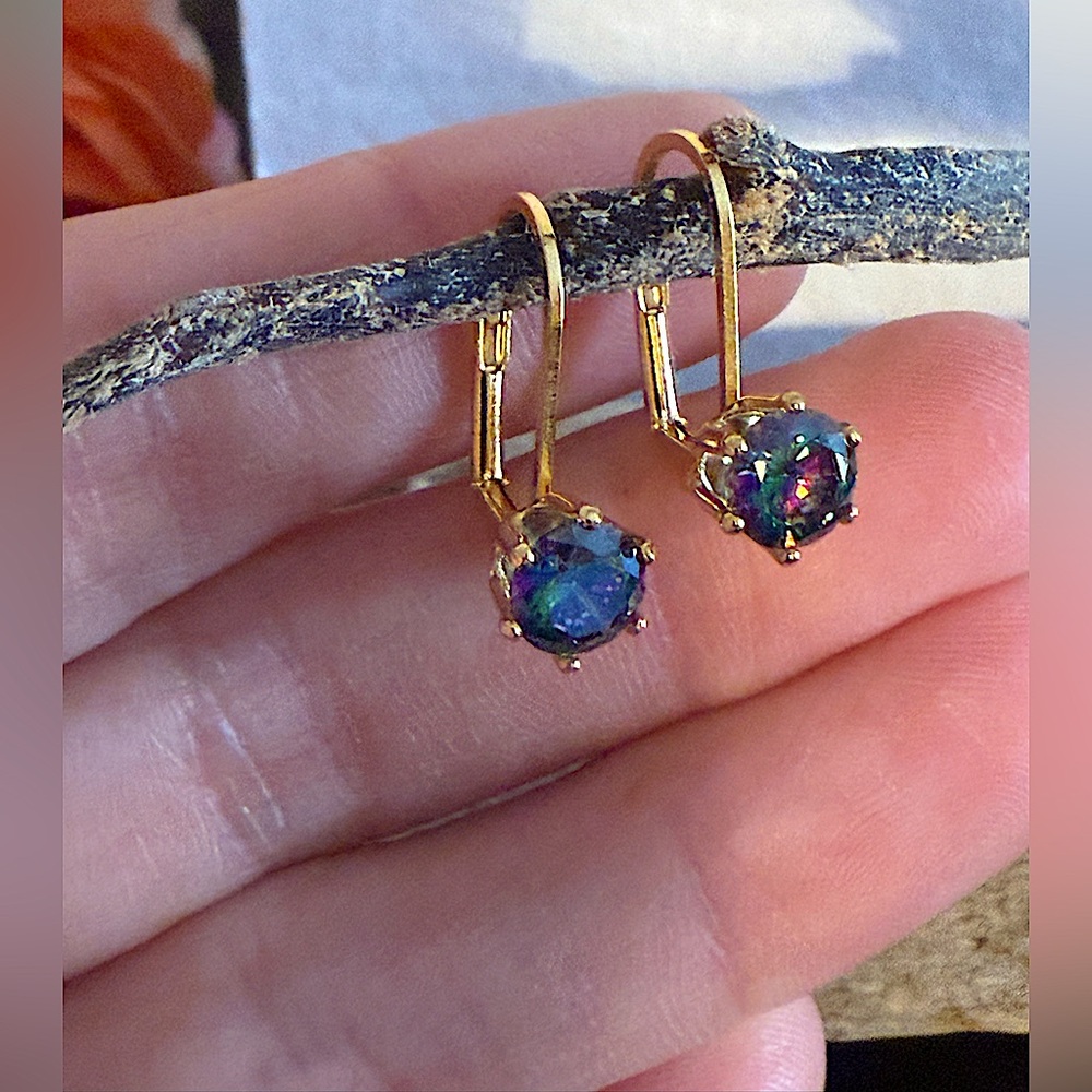 Elegant Gold and Blue Opal Earrings